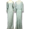 V211 Vintage Alex Evenings Mint Rose Sheer Gown (L-XL)