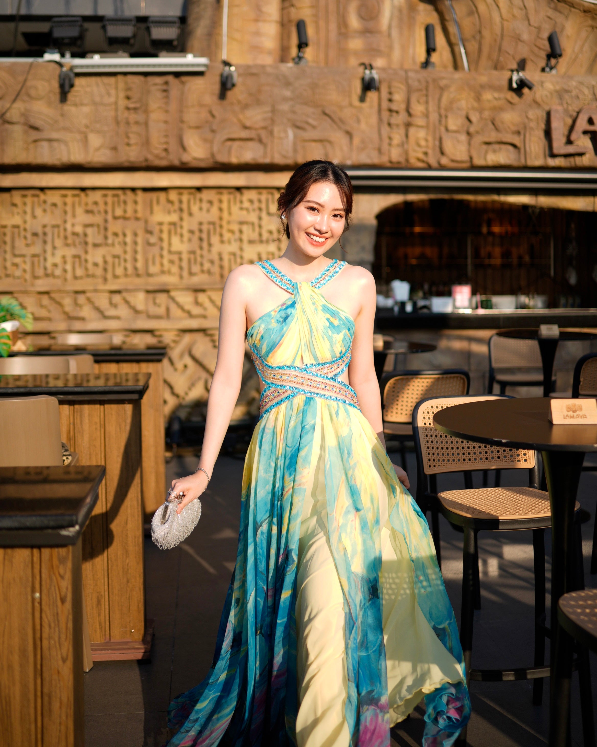 C02 Camille Water Color Evening Gown (XS)
