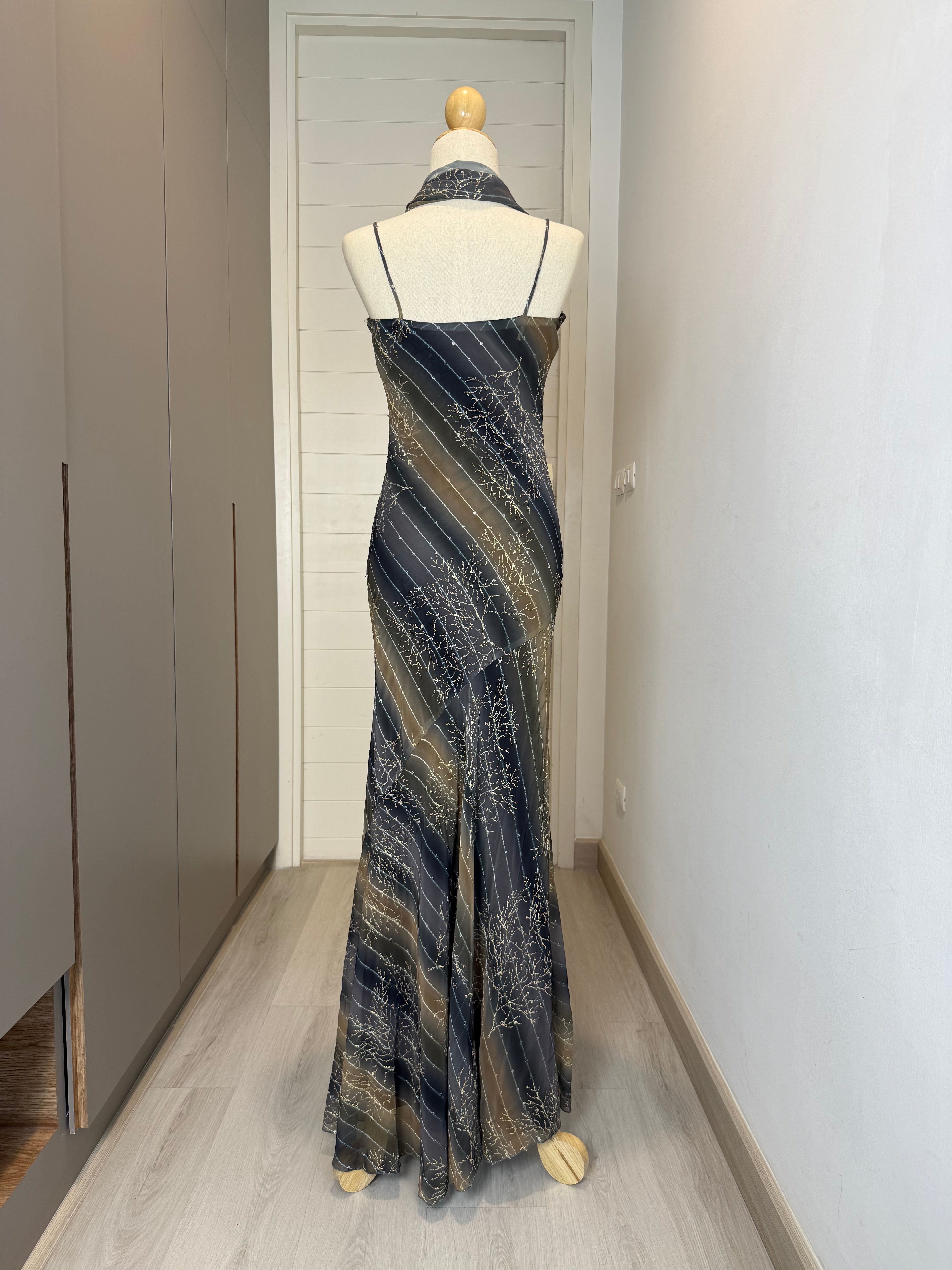 V177 Vintage Brown Streamline Gown (XS-M)