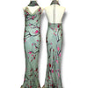 V127 Vintage Super Rare Diane Freis Emerald Blossom Elegance Gown (M)