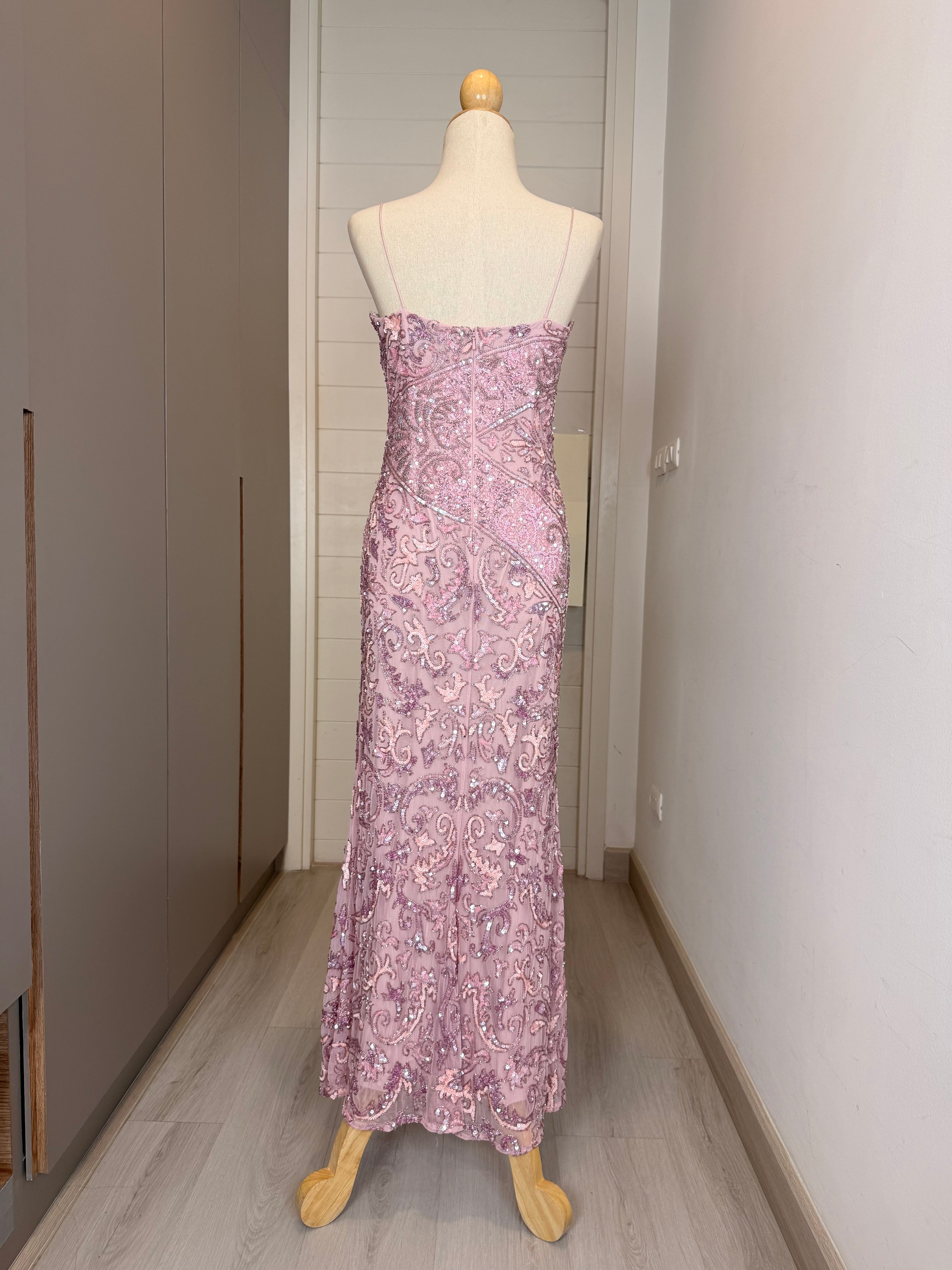 V312 Sherri Hill Blush Sparkle Sequin Gown (S-M)