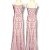 V326 Vintage Antique Rose Floral Beaded Gown (XS-S)
