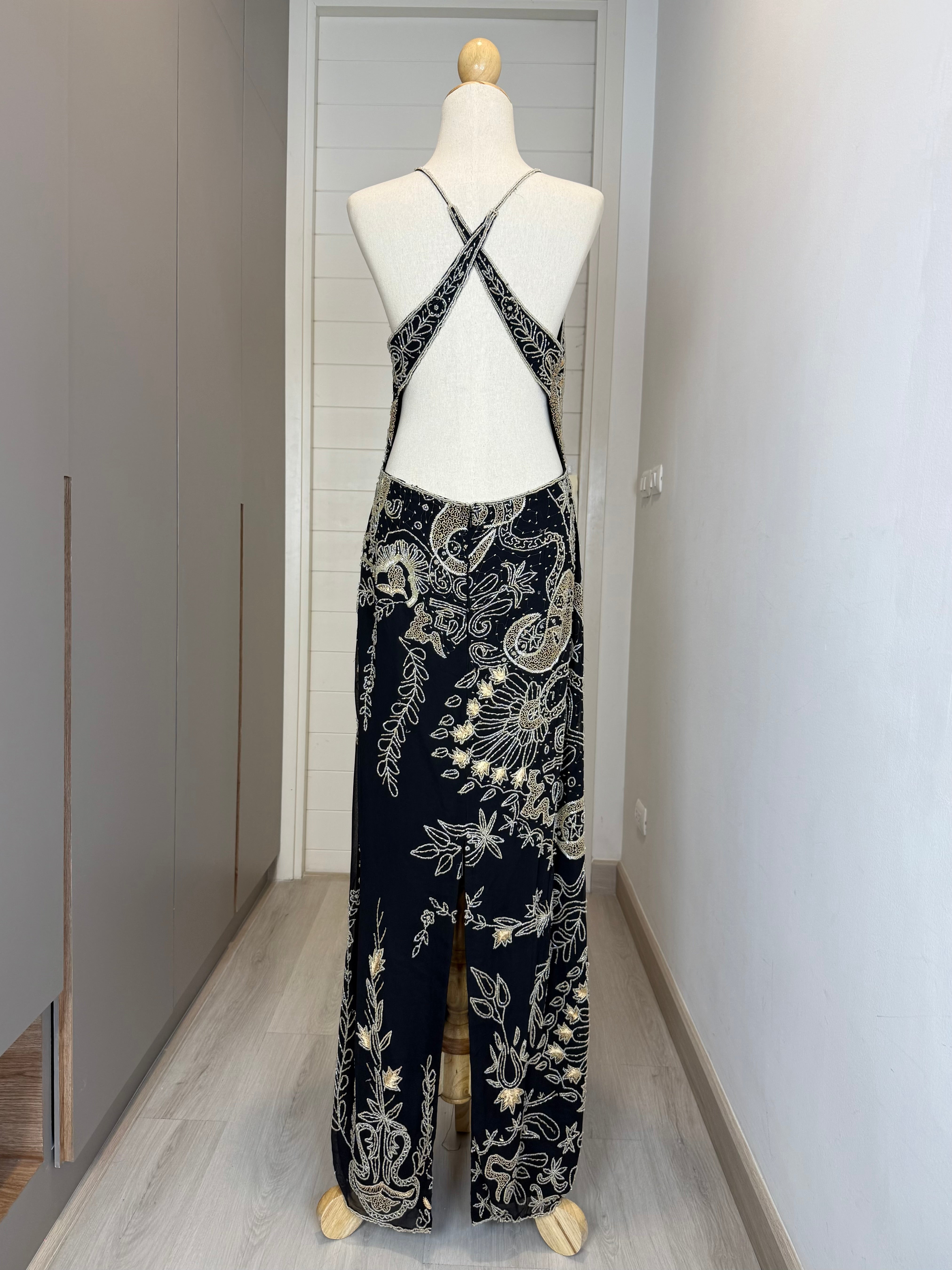 V173 Vintage Super Rare Golden Night Evening Gown (M-L)