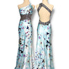 V47 Vintage Besty Blue Floral Evening Gown (XS)