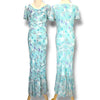 V198 Vintage Aqua Garden Sequin Dress (XS-S)