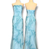 V324 Vintage Icy Aqua Paisley Crystal Strapless Gown (M-L)