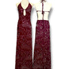 V158 Peppermayo Burgundy Halter Beaded Dress (XS-S)