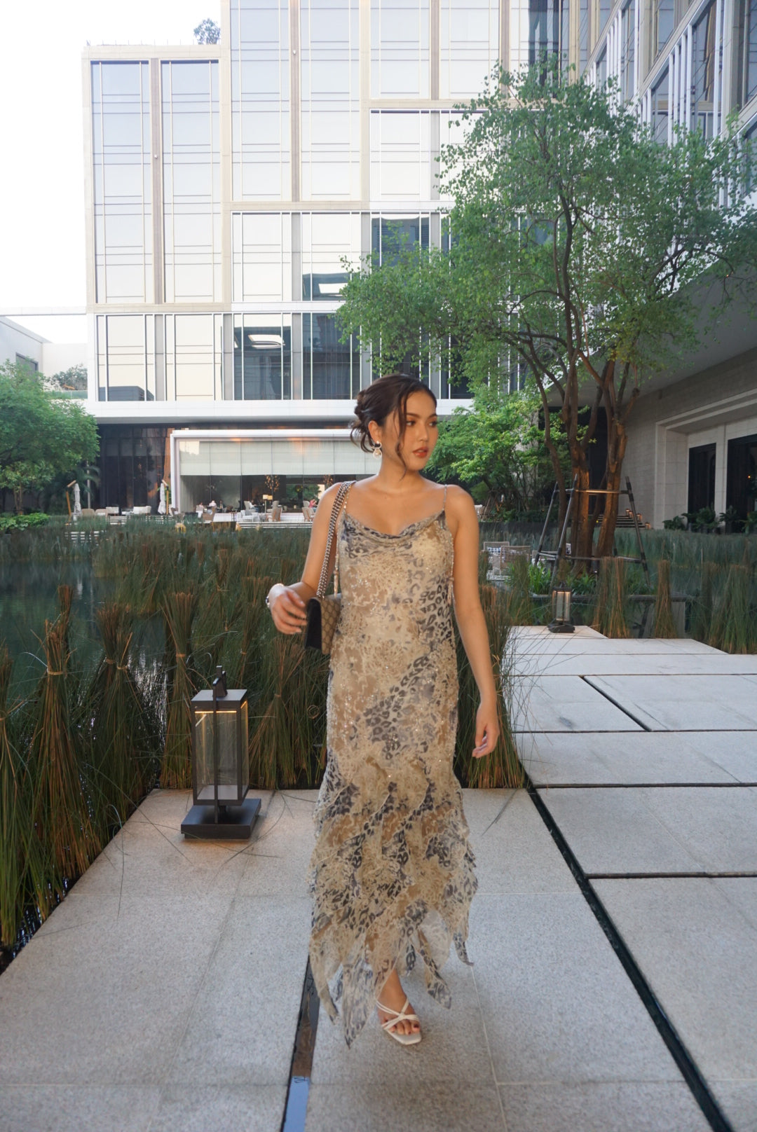 D13 Super Rare Diane Freis Tiger Print Evening Dress (M-XL) (ชุดเป็นทรงขยายตามหุ่น)