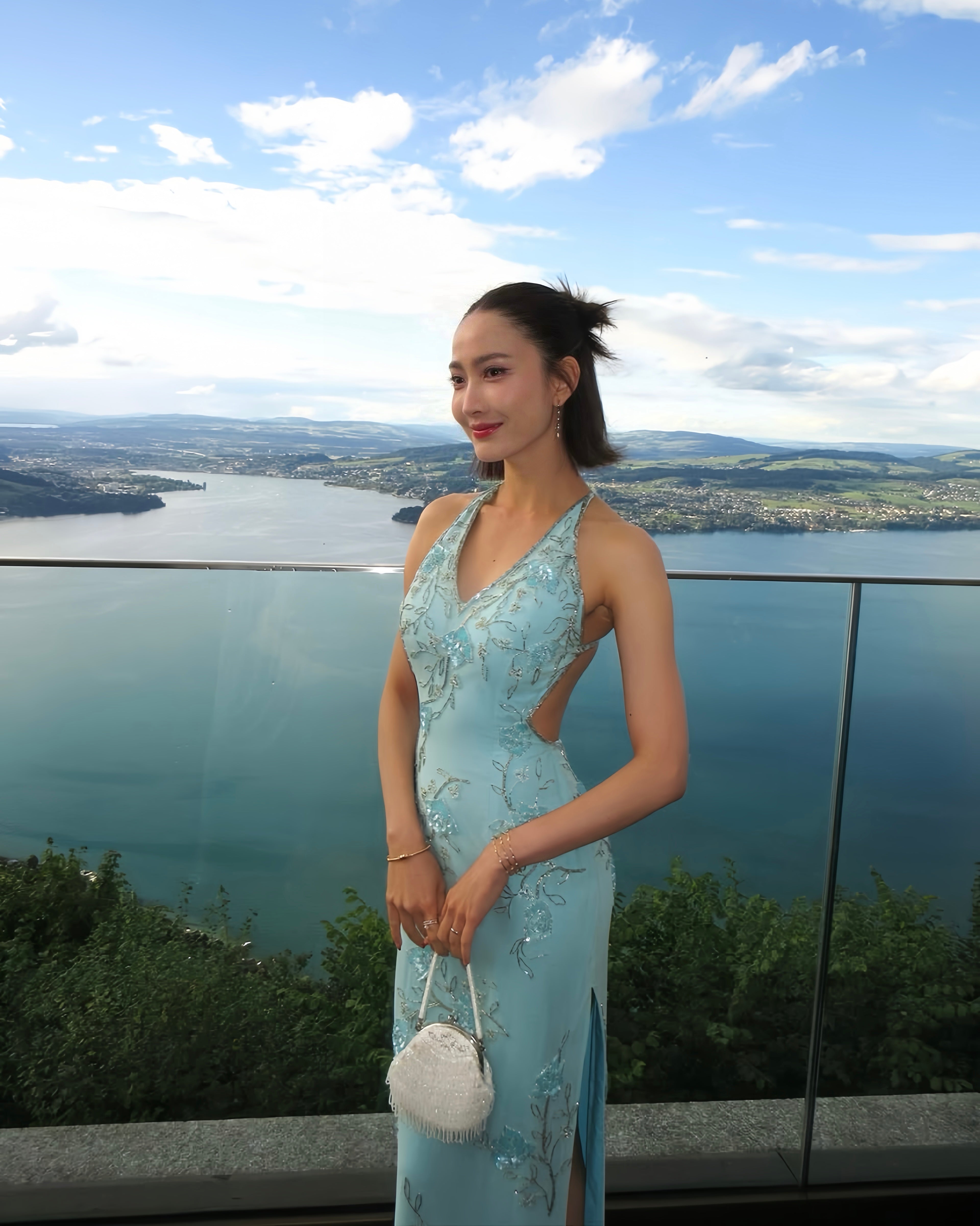 V08 Vintage David's Bridal Blue Evening Gown (XXS) *ชุดใหม่