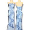 V323 Vintage Dusty Blue Paisley Crystal Strapless Gown (S)