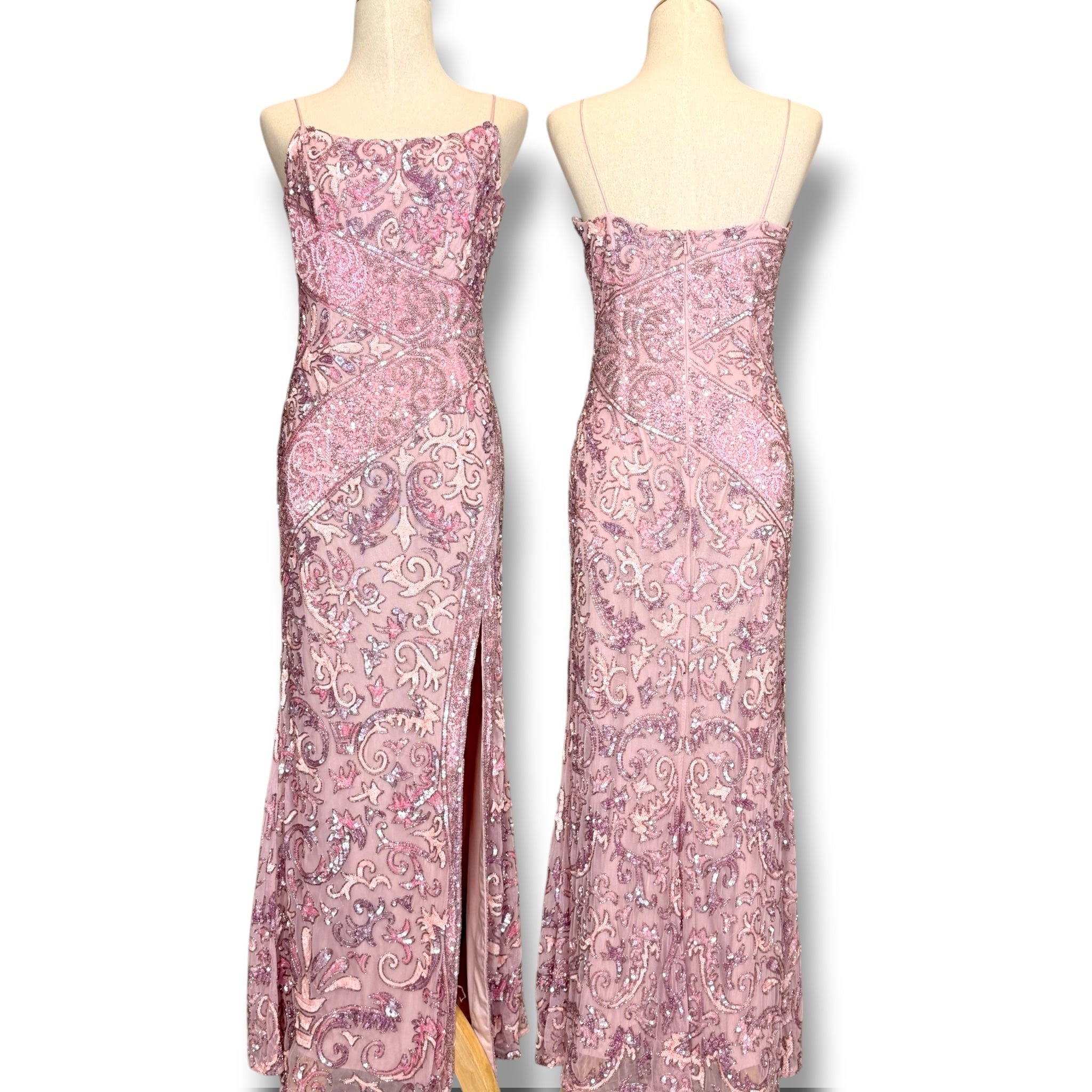 V312 Sherri Hill Blush Sparkle Sequin Gown (S-M)
