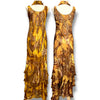 V293 Vintage Golden Amber Silk Scarf Dress (S-M)