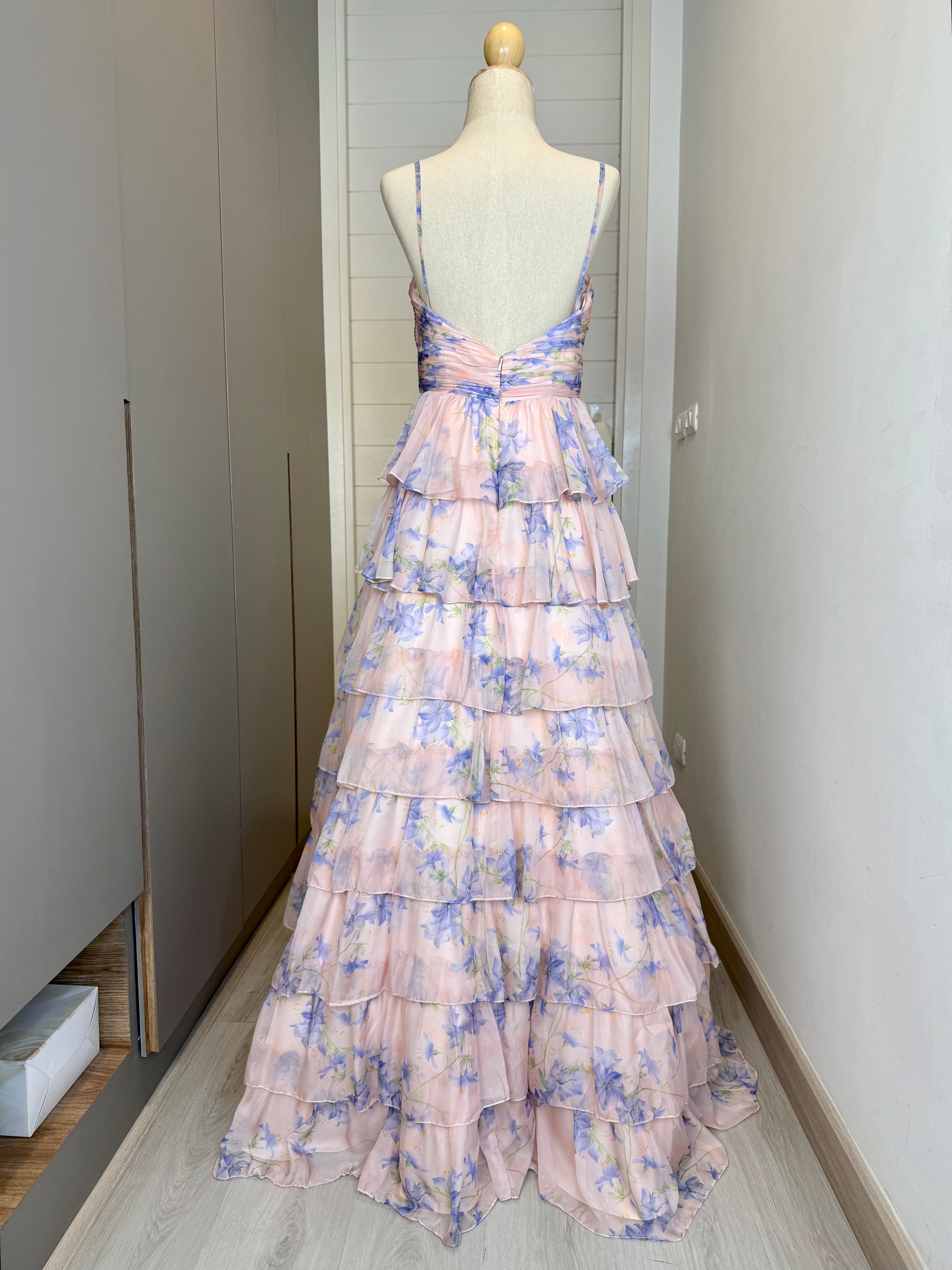 M24 Mac Duggal Lilac Bloom Ruffle Gown (XS)