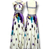 V201 Vintage Dave and Johnny Violet Floral Pleated Gown (XS-S) *ตัดความยาวพิเศษสำหรับสาว Petite*
