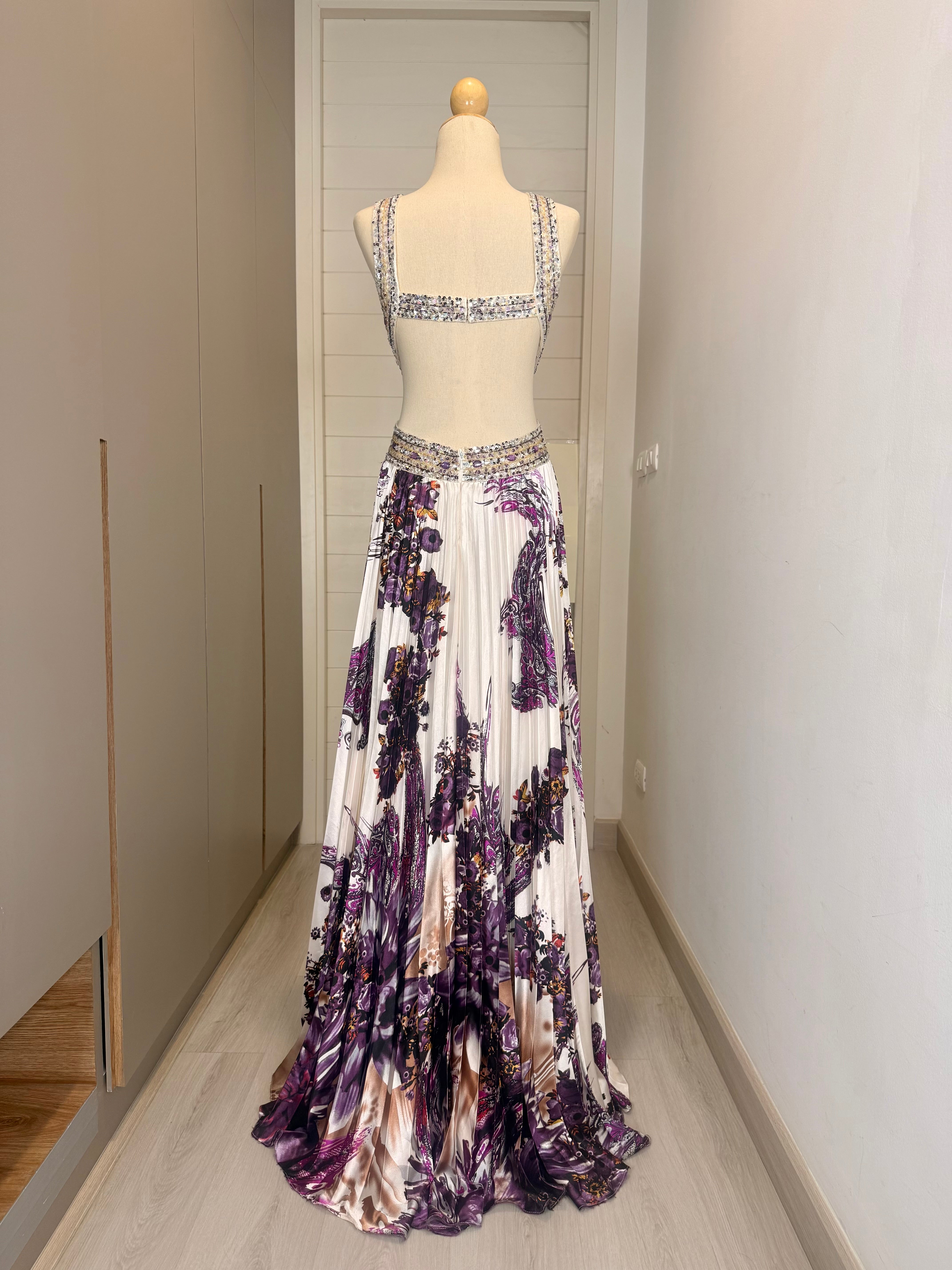 V305 Vintage Dave & Johnny Amethyst Mirage Beaded Gown (XS-S) ชุดใหม่