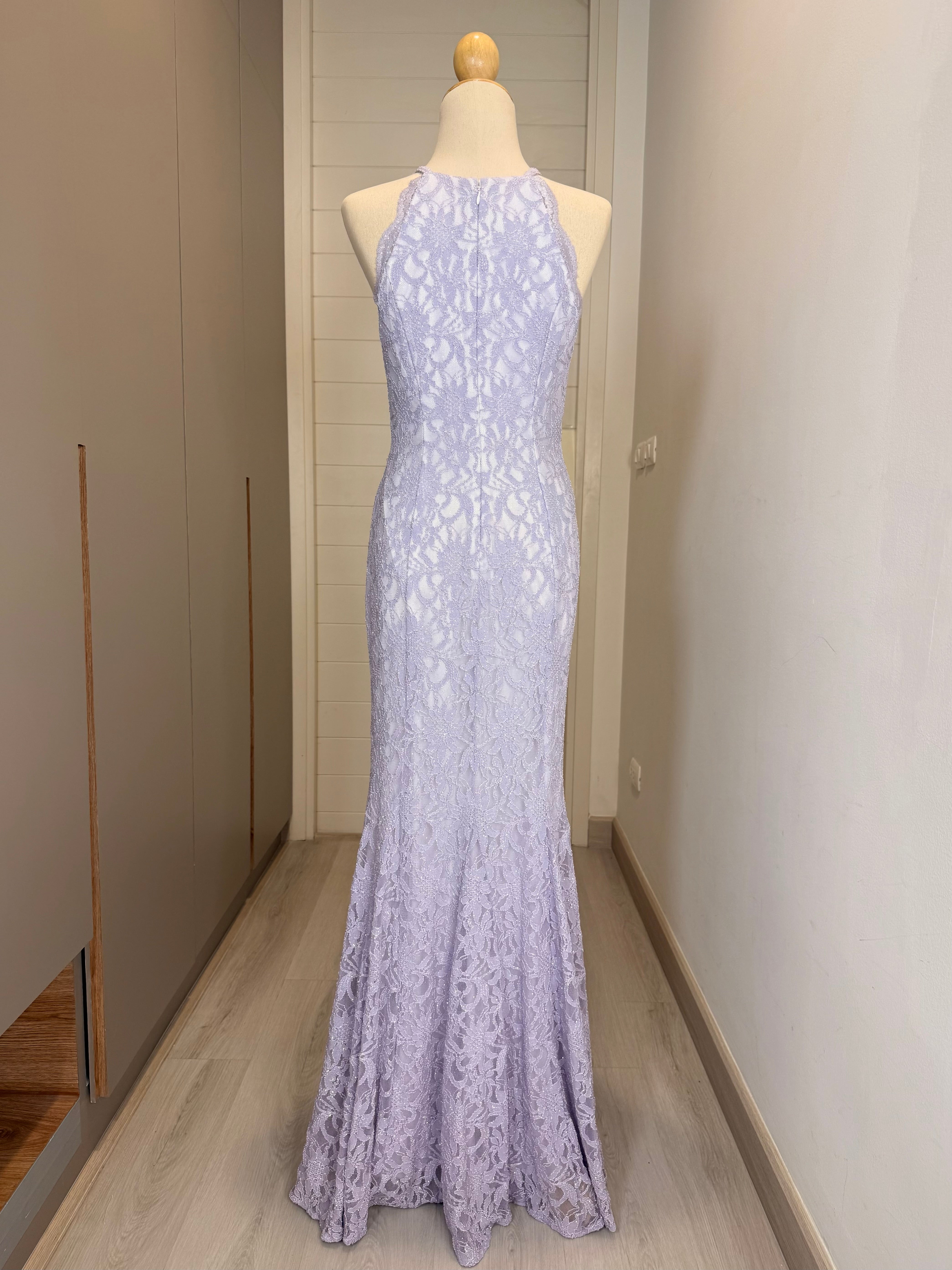 V271 Vintage Lilac Whisper Lace Gown (XS-S)