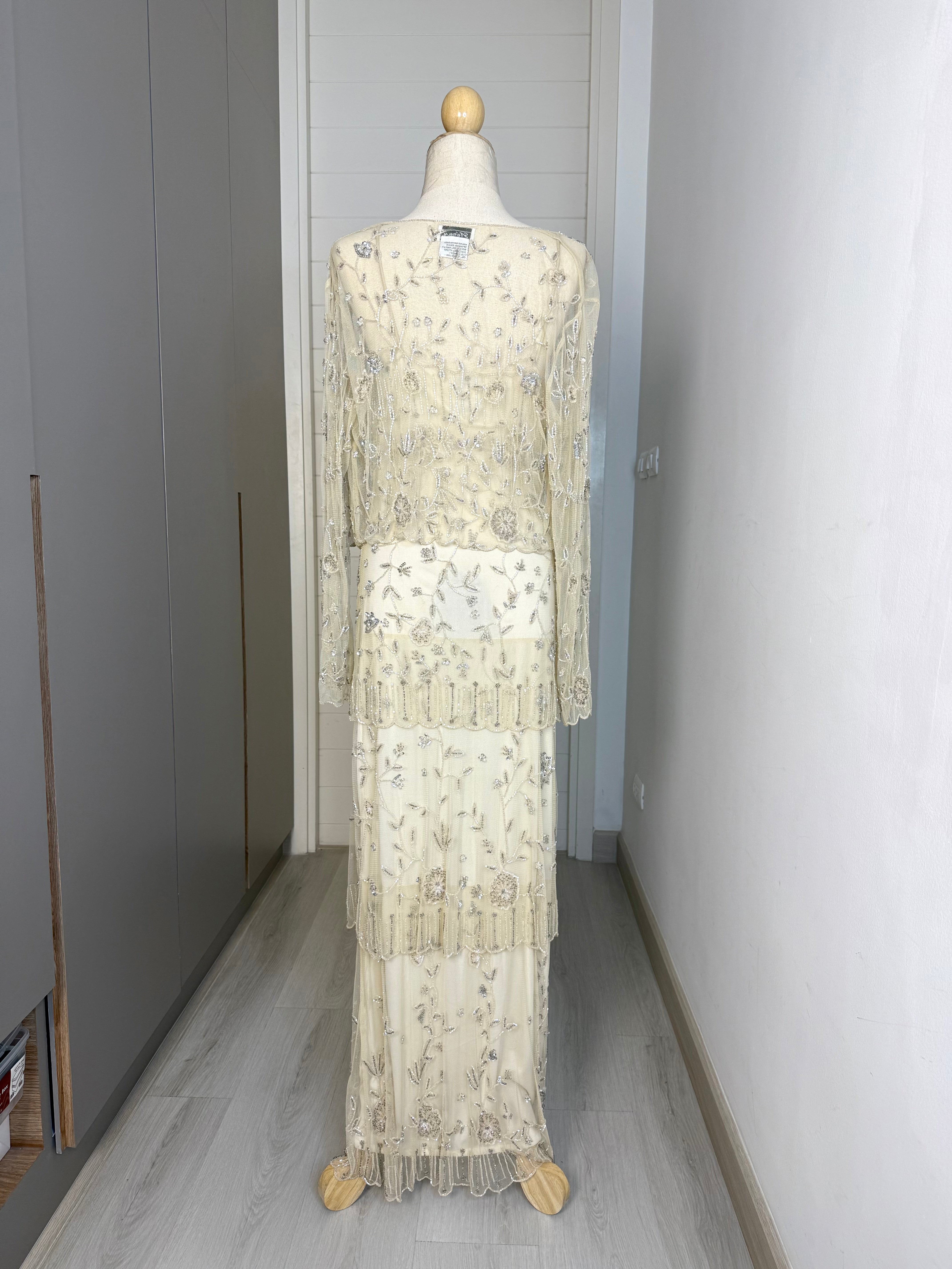 V62 Vintage Stenay Light Yellow Evening Gown (M)