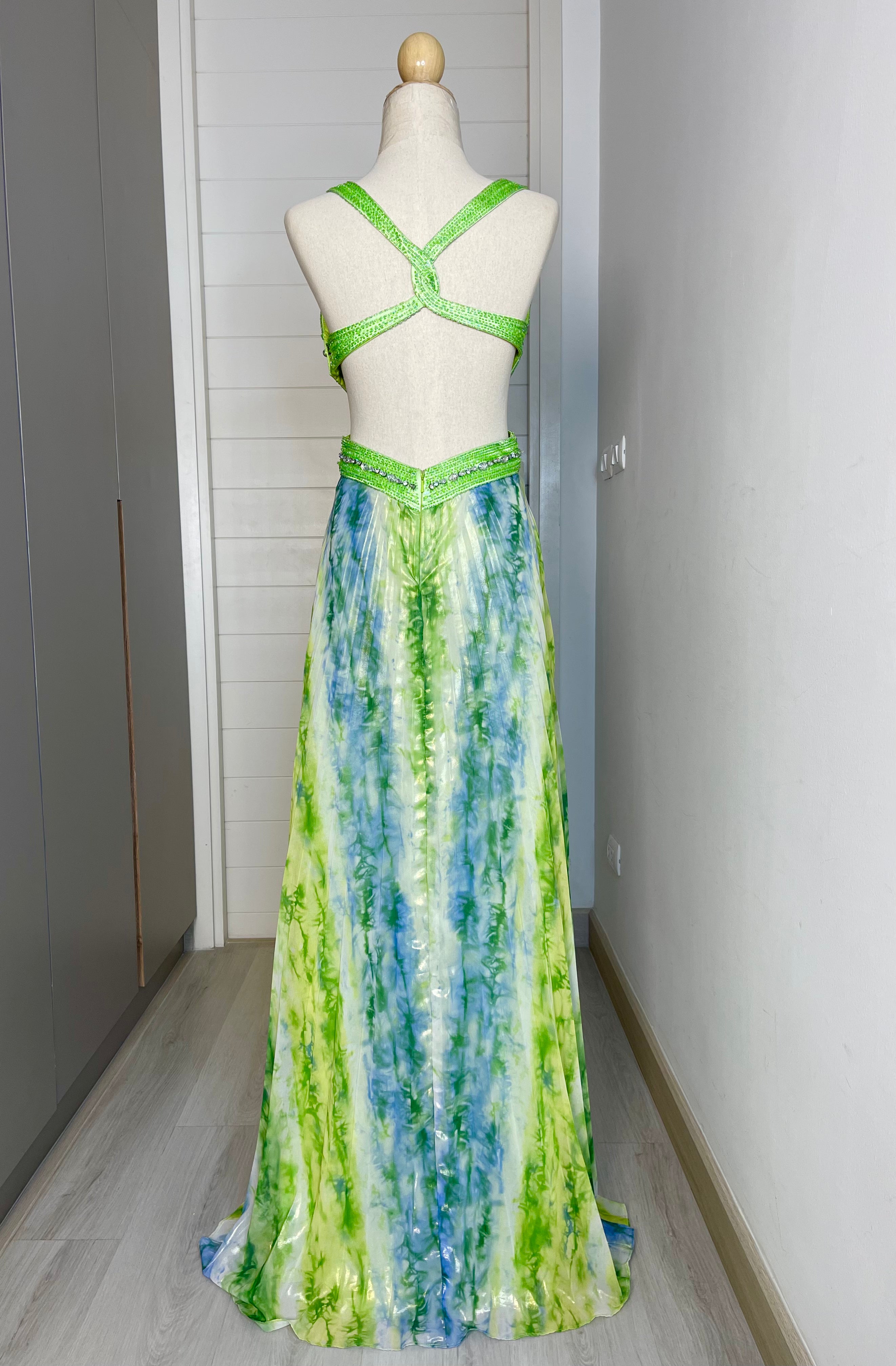 C12 Camille Lime Green Evening Gown (XS)