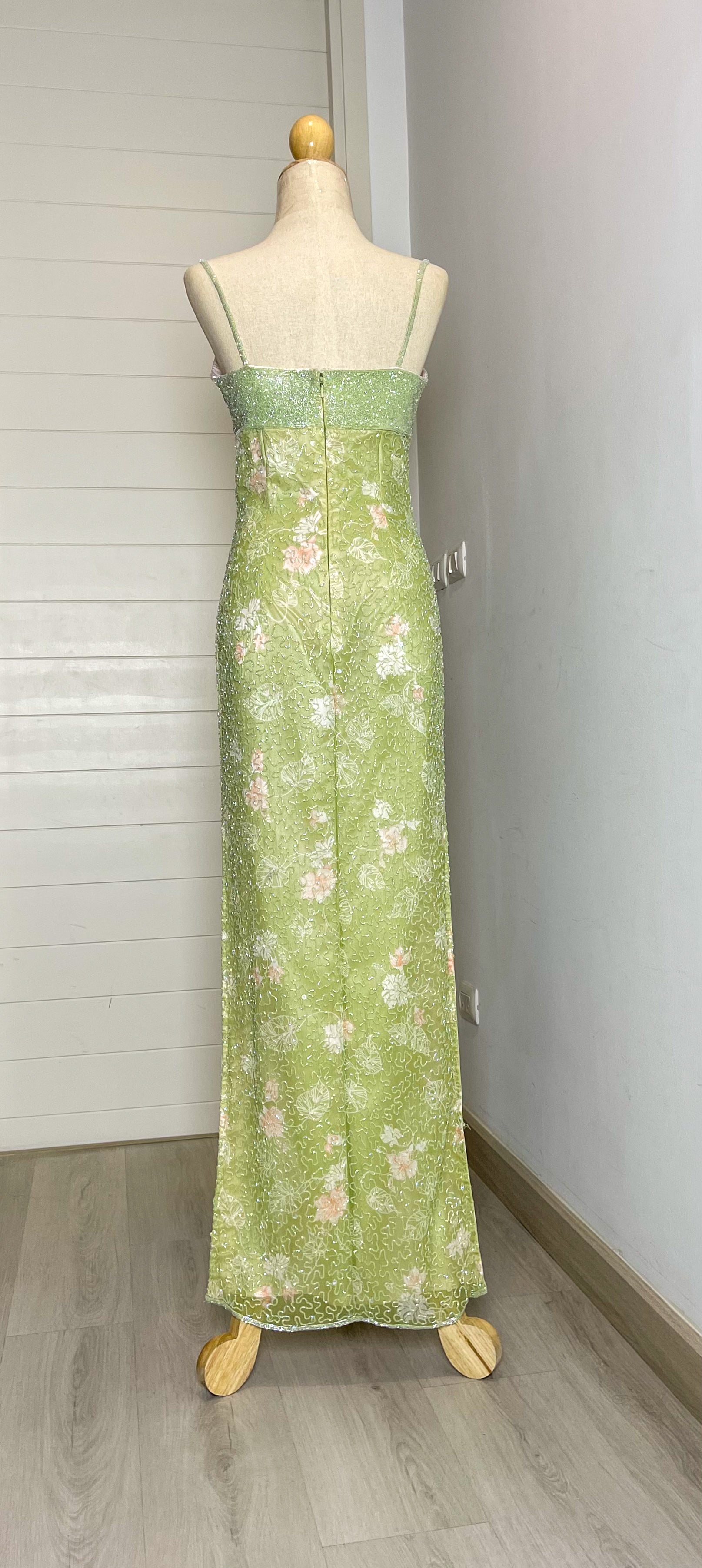 V21 Vintage Papell Green Evening Dress (S)