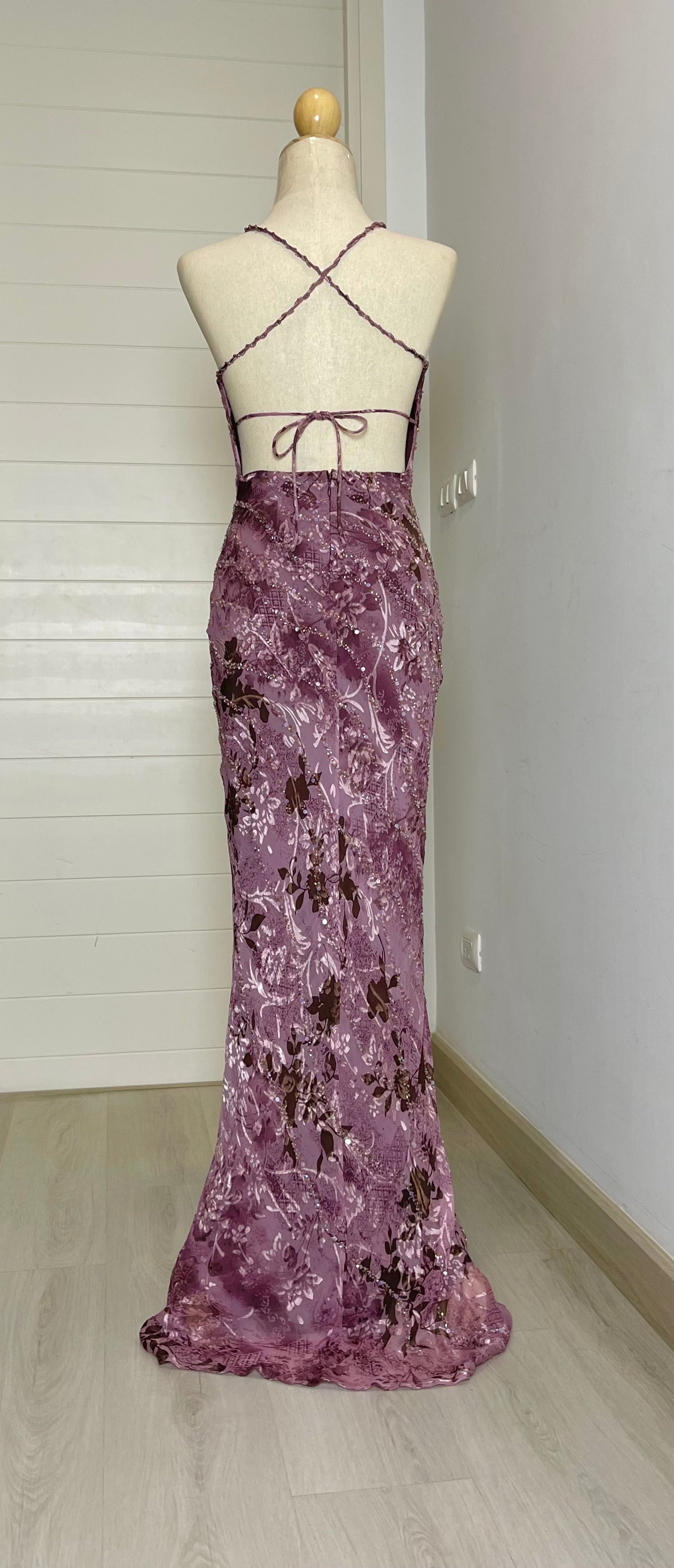 S02 Vintage Super Rare Purple Sue Wong Evening Dress (XS-S)