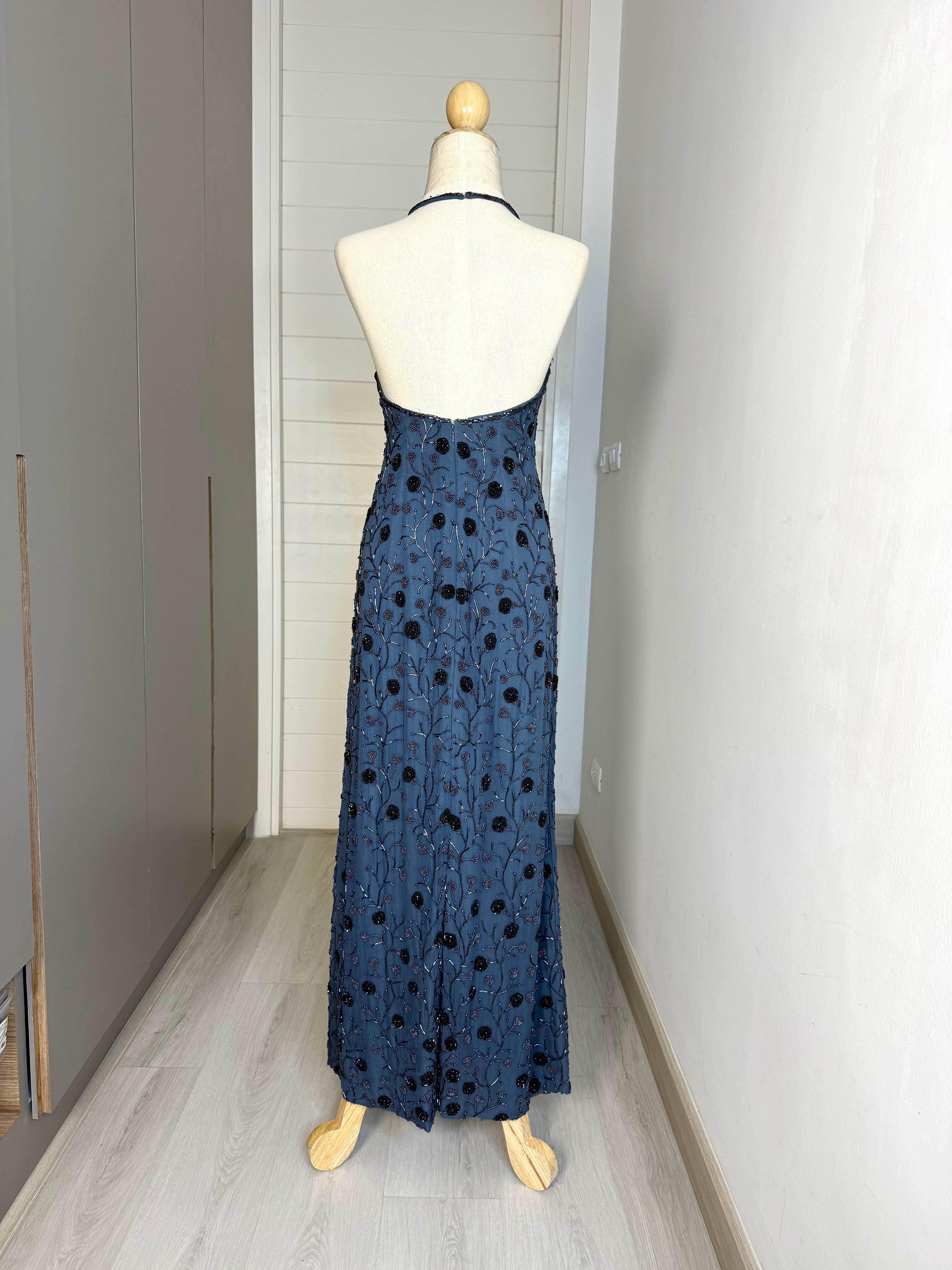 V85 Vintage Sean Collection Navy Floral Gown (XS)