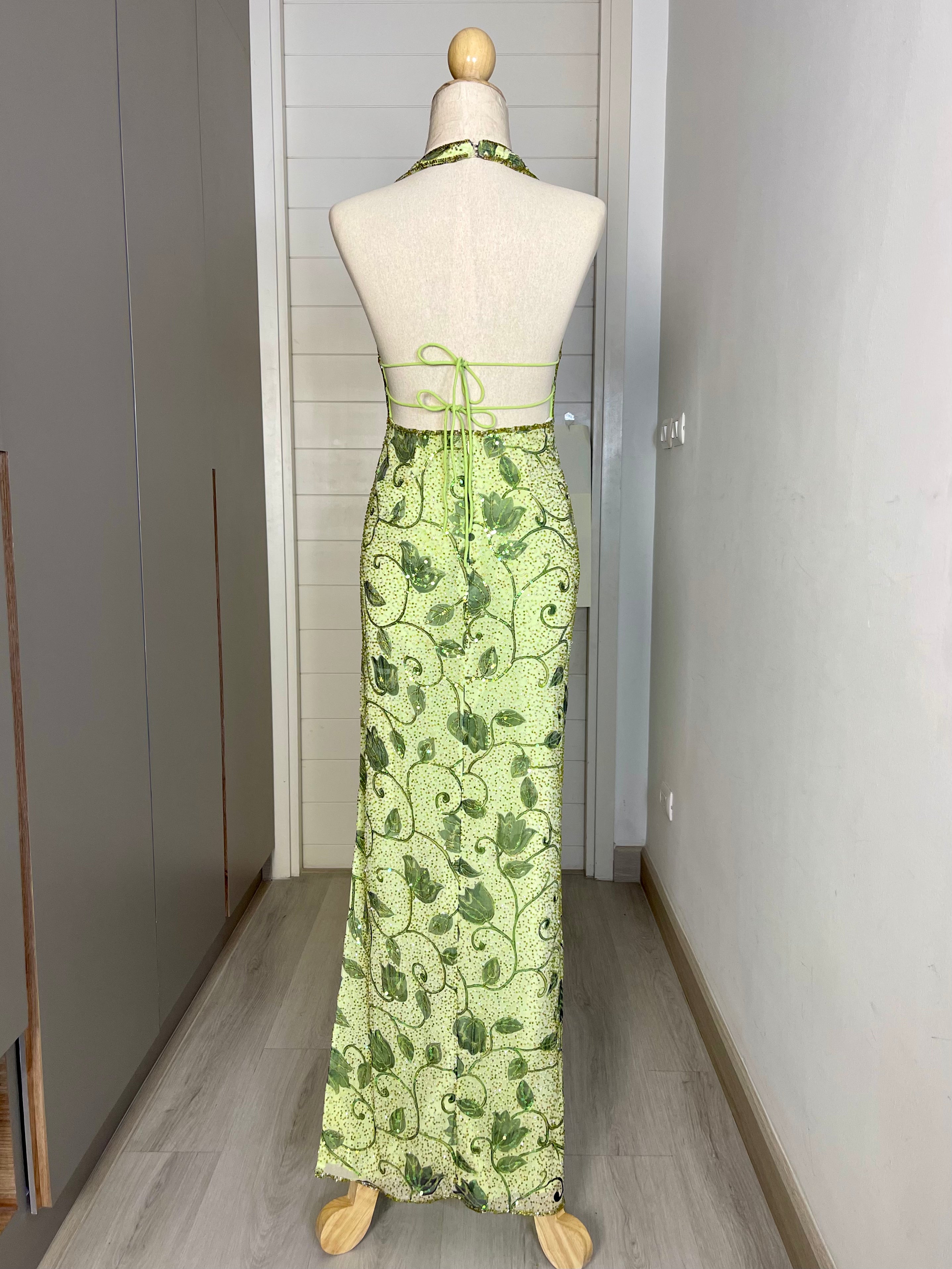 V52 Vintage Sean Collection Green Evening Gown (XS)