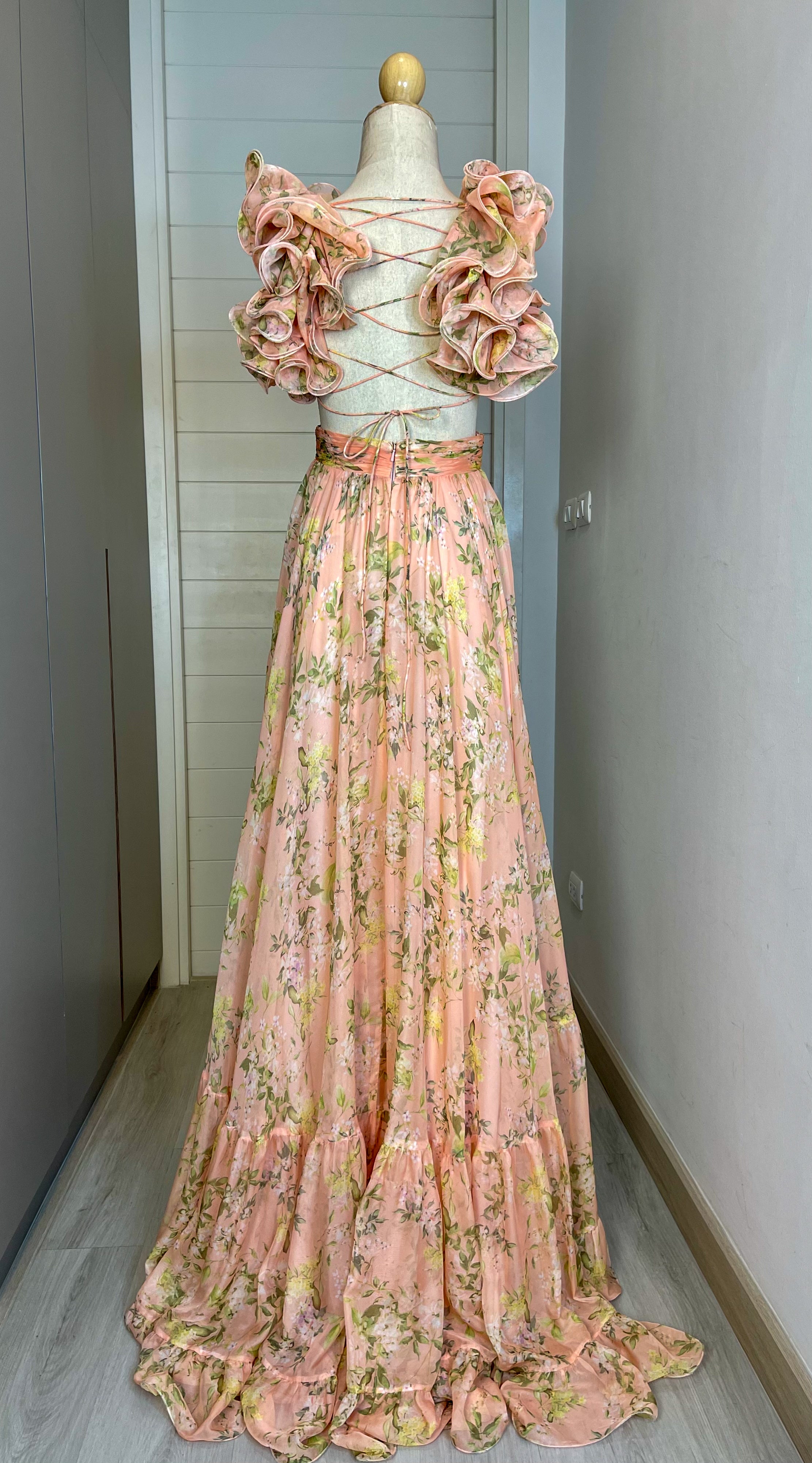 M13 Mac Duggal Peach Evening Gown (S)