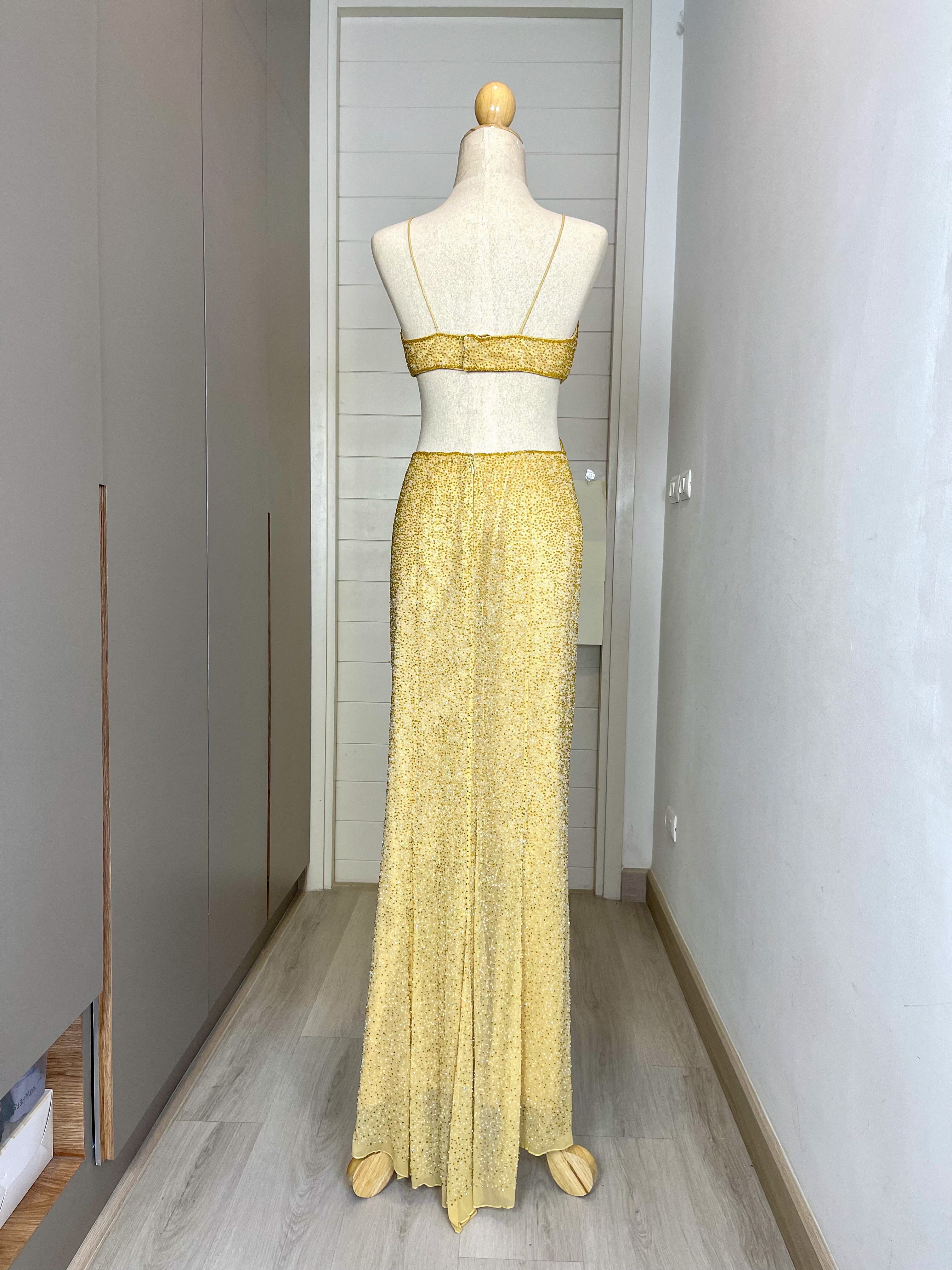 C08 Cache Gold Cut-out Evening Gown (S)