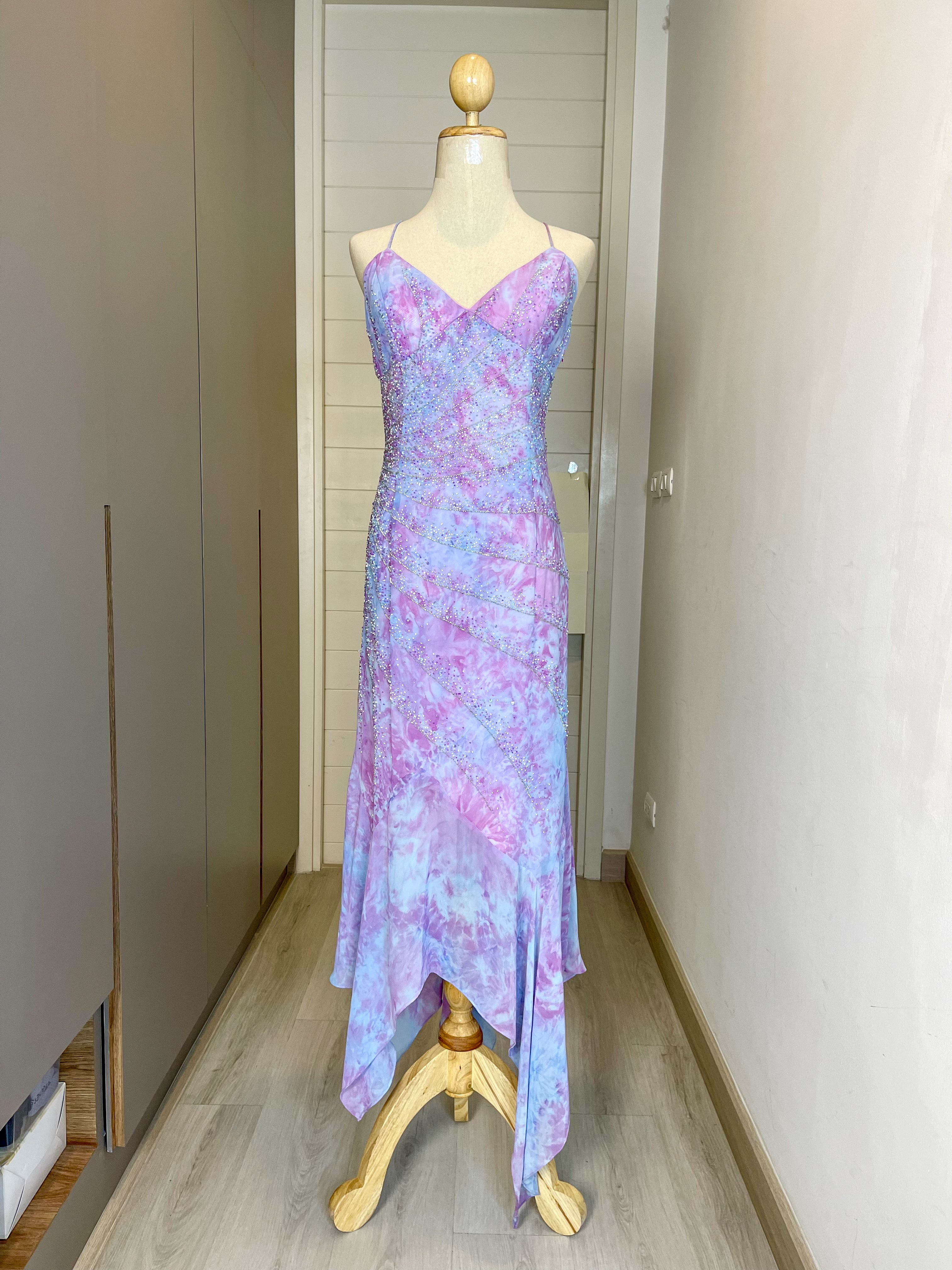 V26 Vintage Super Rare Xcite Blue & Purple Evening Dress (M)