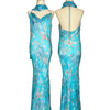 D14 Diane Freis Turquoise Blue Evening Dress (M-L) (ผูกปรับระดับได้)