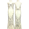 S06 Vintage Super Rare Sue Wong Cream Evening Dress (M-XL)