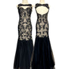 V34 Vintage Royal Queen Black Evening Gown (XS-S)