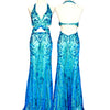 V59 Vintage Super Rare Cache Teal Evening Gown (S)